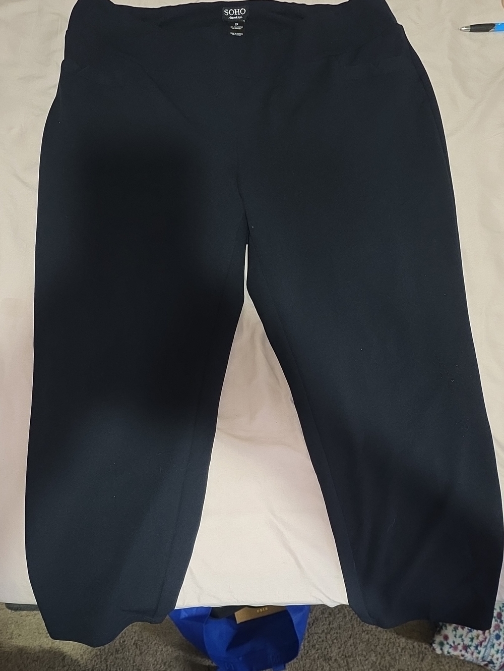 Soho Black Wide-Leg Pull-On Pants